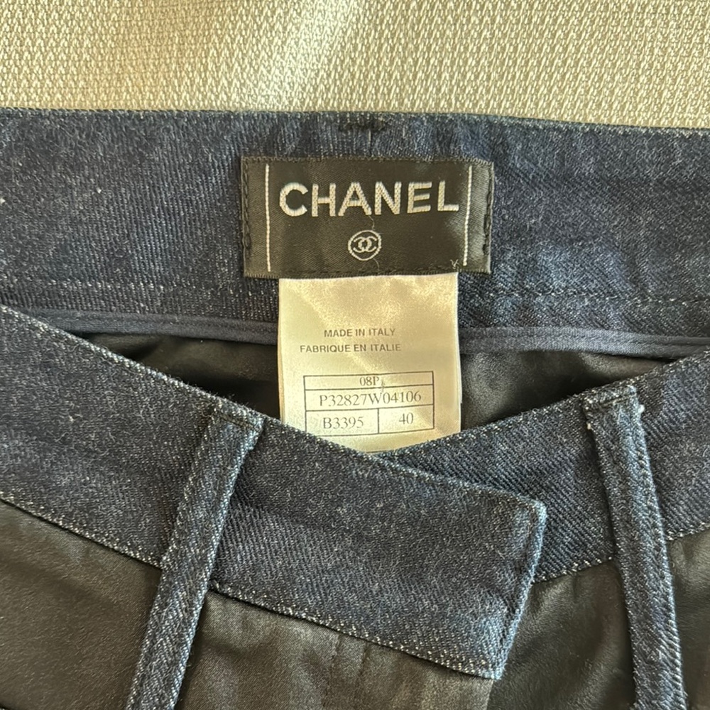 CHANEL Blue Ankle Cropped Jeans Premium Denim